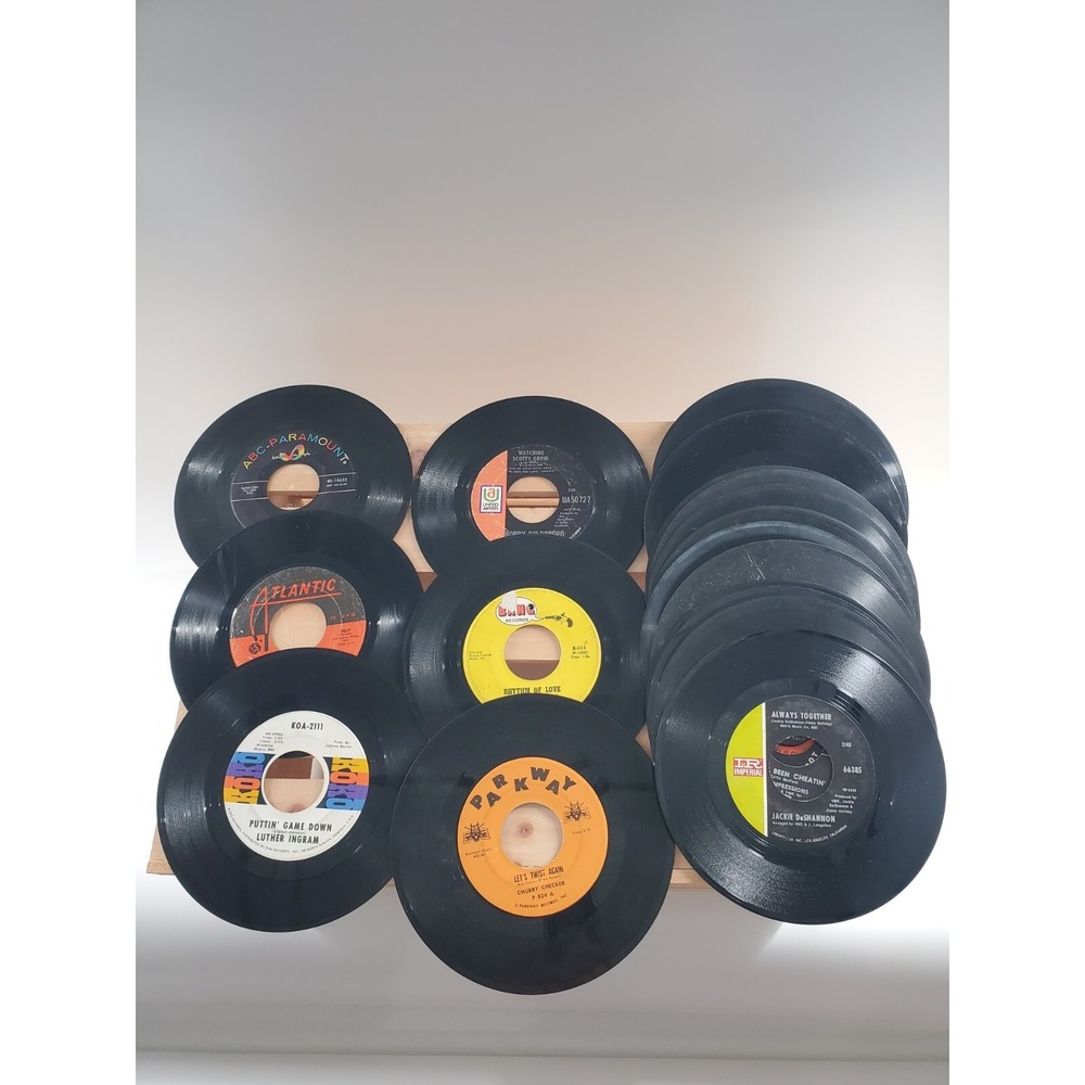 Lot of 25 Various Mixed Genres 7 inch 45 rpm Vinyl Records Bundle See Details